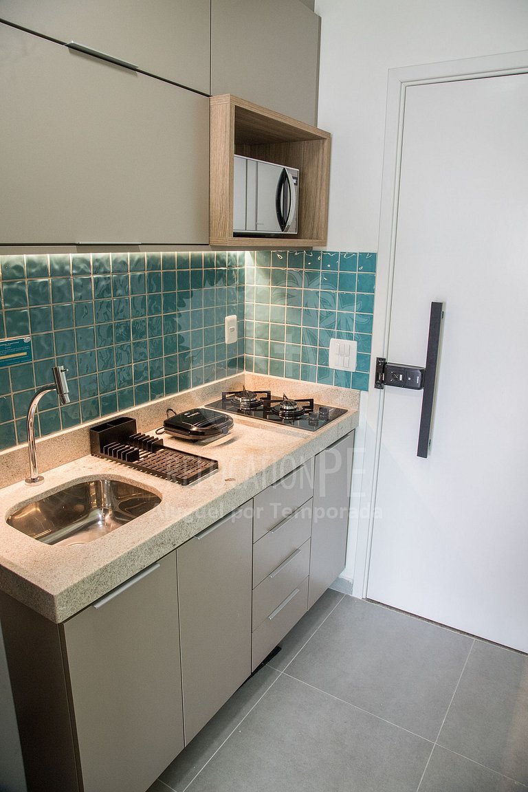Incrível flat de 01 quarto com varanda - 103 - Villa del Por