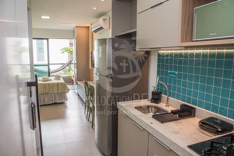 Incrível flat de 01 quarto com varanda - 103 - Villa del Por