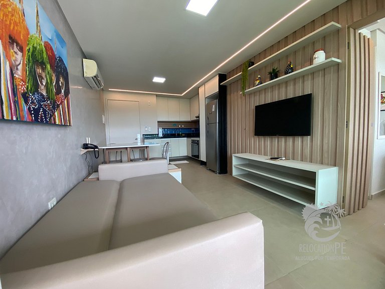 Beach Class Muro Alto 2302 | Flat Sofisticado 2 Suítes