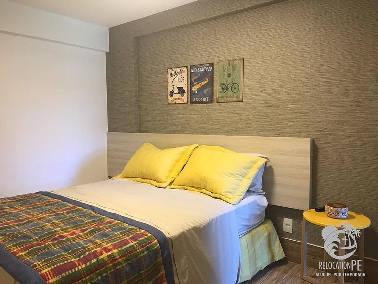 Flat em condomínio Pé na areia na melhor região de Muro Alto
