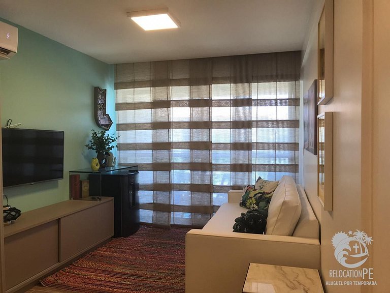 Flat em condomínio Pé na areia na melhor região de Muro Alto
