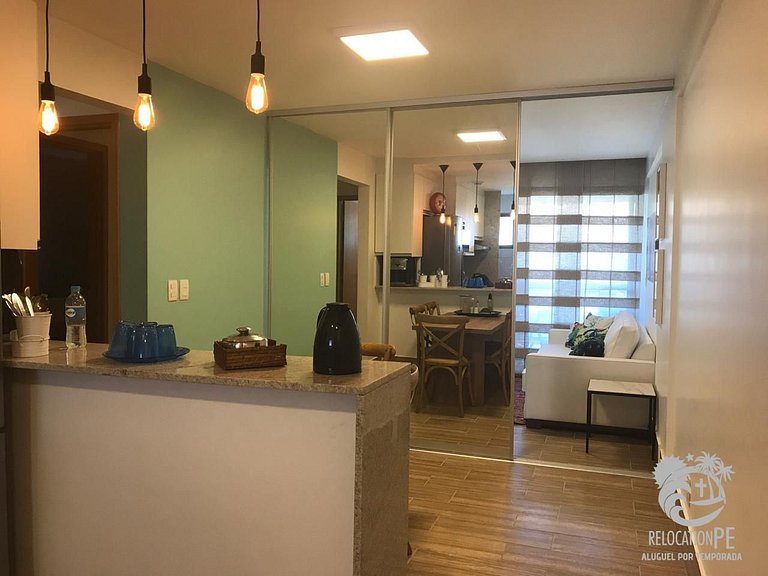 Flat em condomínio Pé na areia na melhor região de Muro Alto
