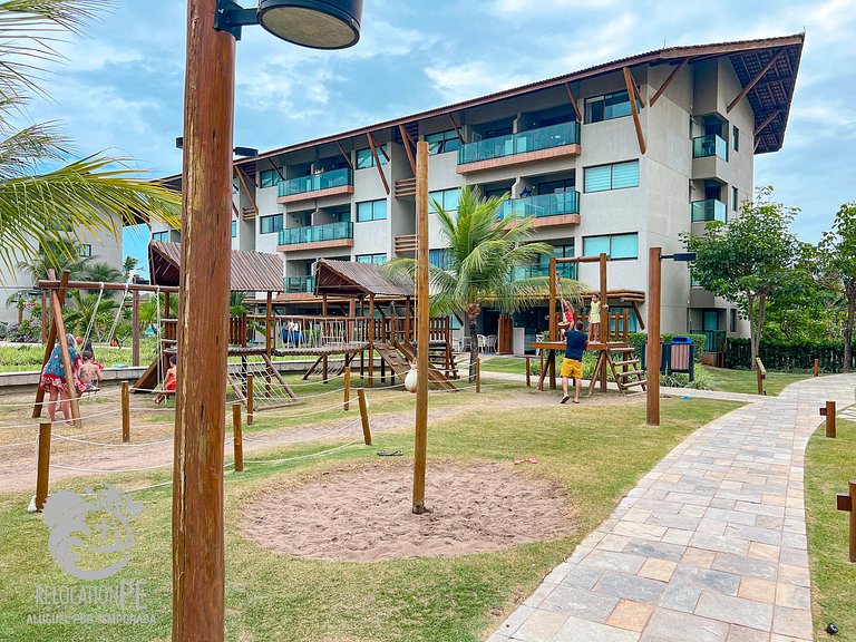 Flat em condomínio Pé na areia na melhor região de Muro Alto
